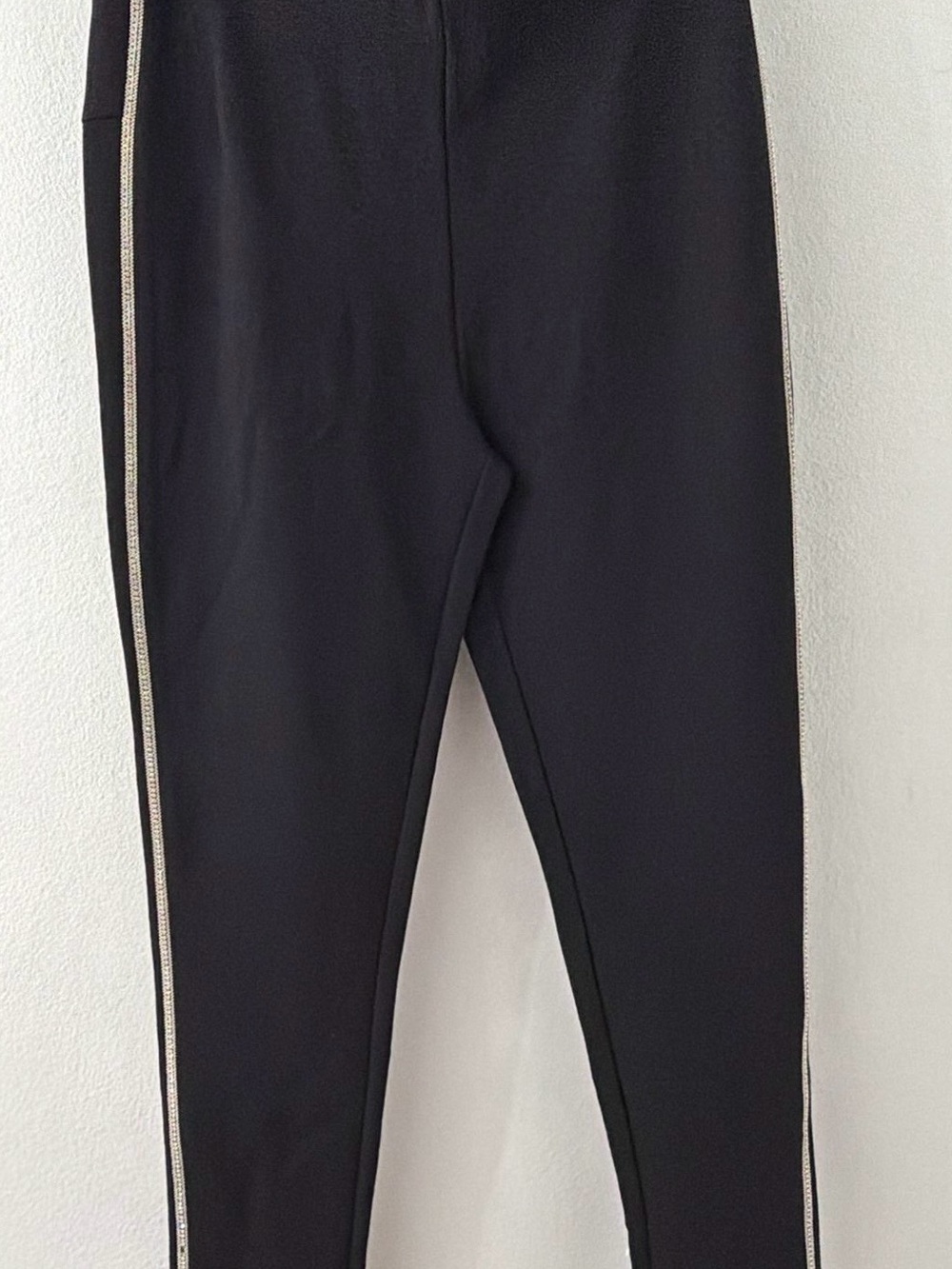 Zara Black Leggings with Metallic Side Stripe